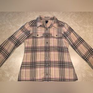 Patagonia womens cream and pink flannel